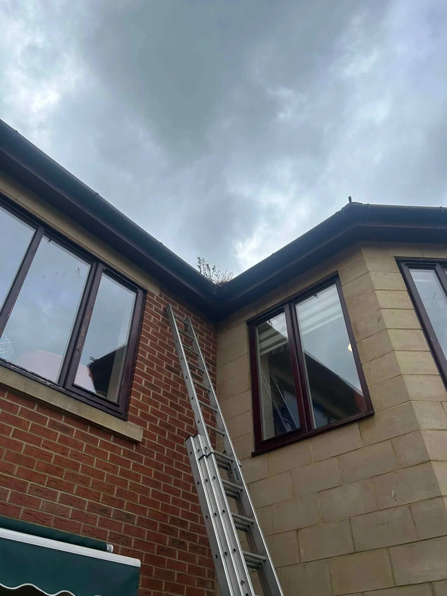 Ladder access beside the gutter line at the County Durham care-home project