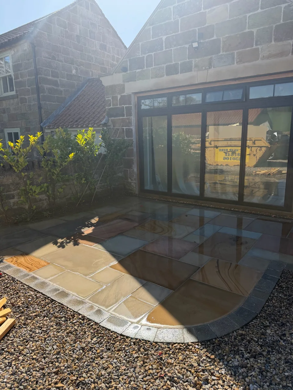 Cleaned domestic patio and paving after exterior pressure-washing work