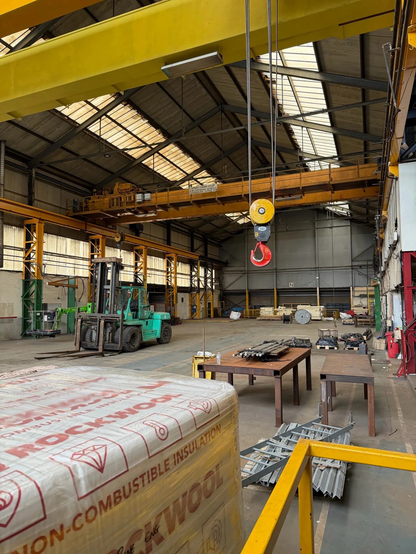 PACS Marine warehouse overhead-crane area before builders-clean work