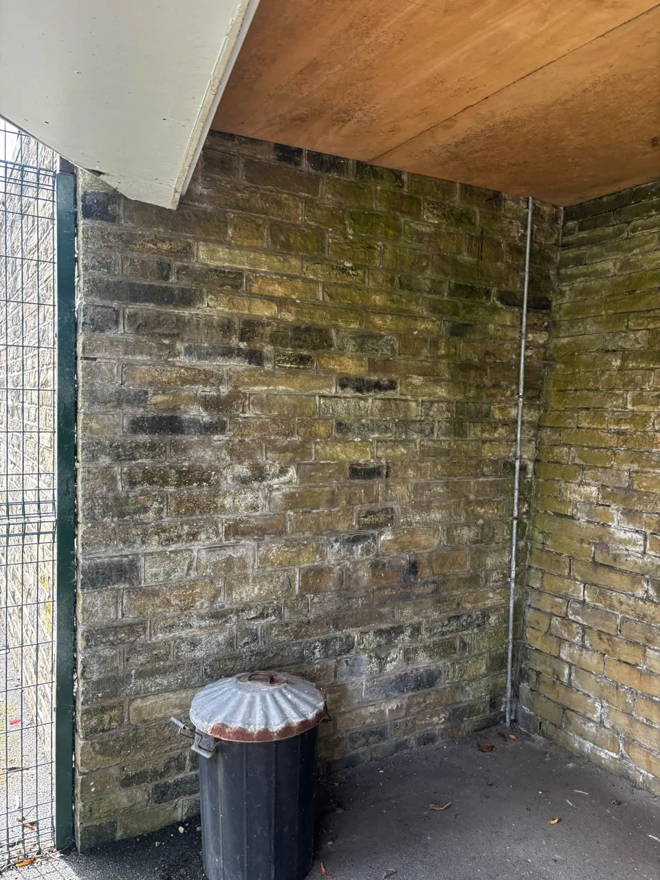 School brickwork before specialist exterior cleaning treatment