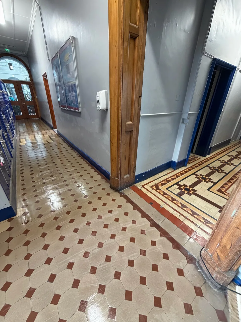 Clean school corridor following a detailed education cleaning programme
